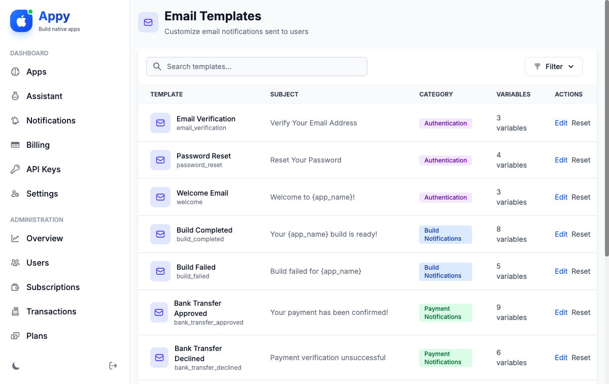 Email template editor